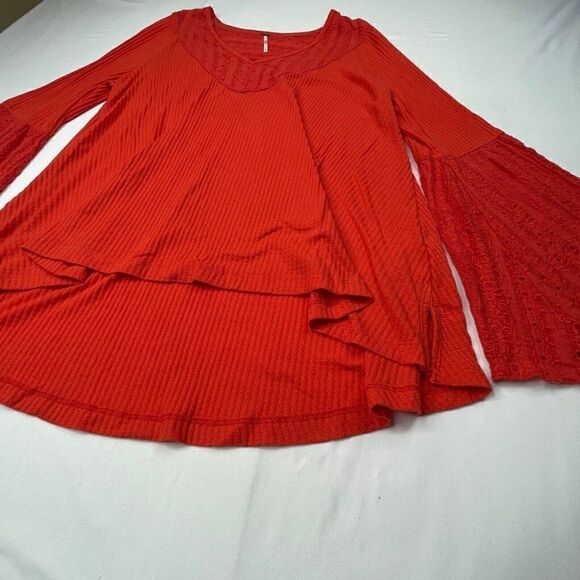 Free People Parisian Nights Eyelet Top Vermillion - Picture 7 of 12